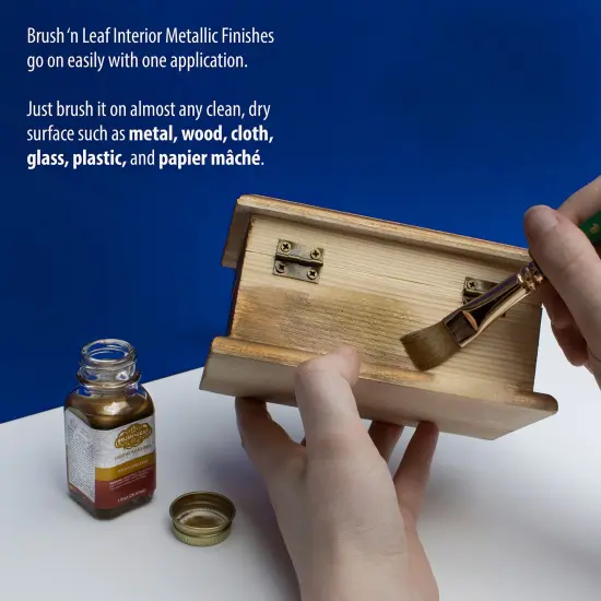 AMACO Brush N Leaf - Silver Leaf 1oz Bottle - Liquid Silver Leaf Paint for Metal Wood Ceramic and More - Interior Liquid Leaf Paint for Objects and Furniture {6}