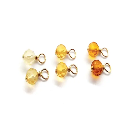Tiny Citrine Charms with 14K Gold-Filled Wire, 2 pieces, Adorabilities {2}