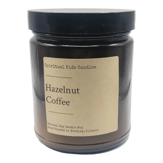 Hazelnut Coffee Soy Candle 8oz 35-40 Hours Hand Poured with All Natural Soy Wax and Fragrant/ Essential Oils! {1}