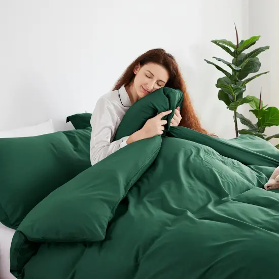 Nestl Double Brushed Microfiber Duvet Cover Set Dark Green {3}