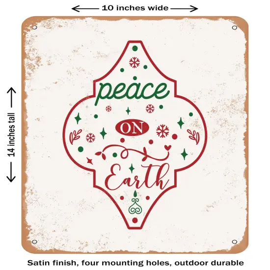 DECORATIVE METAL SIGN - Peace On Earth - 2 - Vintage Rusty Look {1}