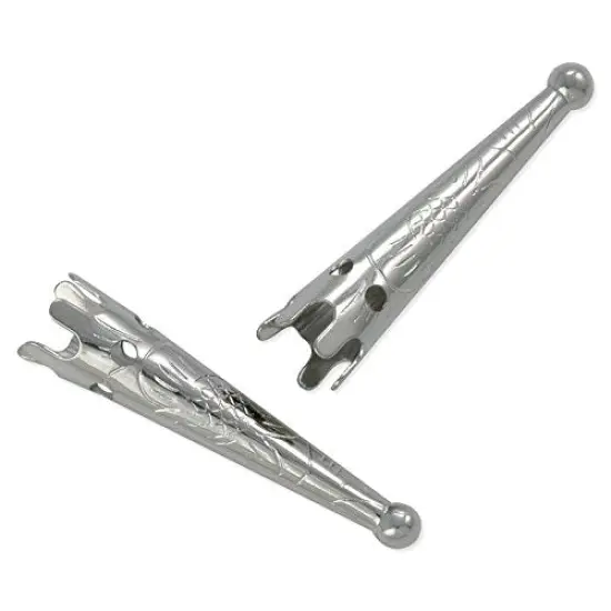 JewelrySupply Silver Color Bolo Tip with Design 28mm (Pack of 10) {2}