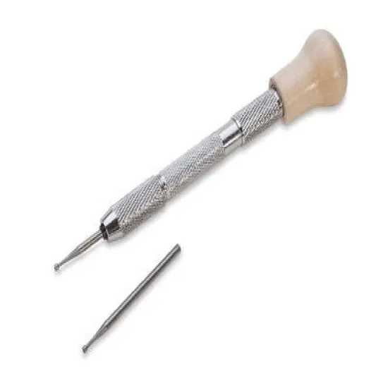 Wire Rounder Set, 3 Pieces | Wood Top Pin Vise and Two Cup Burs {1}