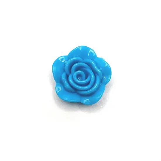 4, 20 or 50 Pieces: Aqua Blue Chunky Rose Flower Beads {1}