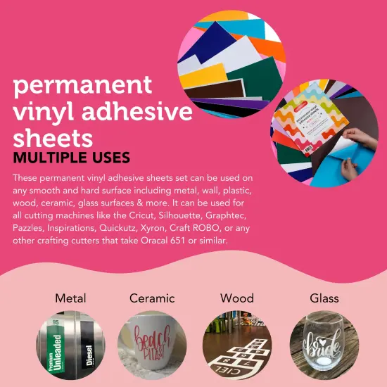 3 PACK - Incraftables Permanent Vinyl Sheets (40pcs). Bulk Permanent Vinyl for Cricut Machine with Glossy, Matte & Transfer Sheets. Multicolor Self Adhesive Vinyl Sheets Sticker Paper Bundle for DIY Crafts {4}