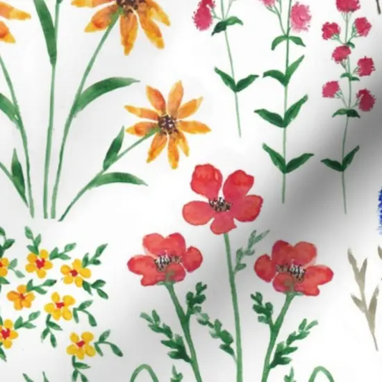 Various Fabrics by the Yard or Fat Quarter Delicate Floral Botanical Garden Bloom Meadow Wildflower Colorful Green Custom Printed Fabric by Spoonflower {7}