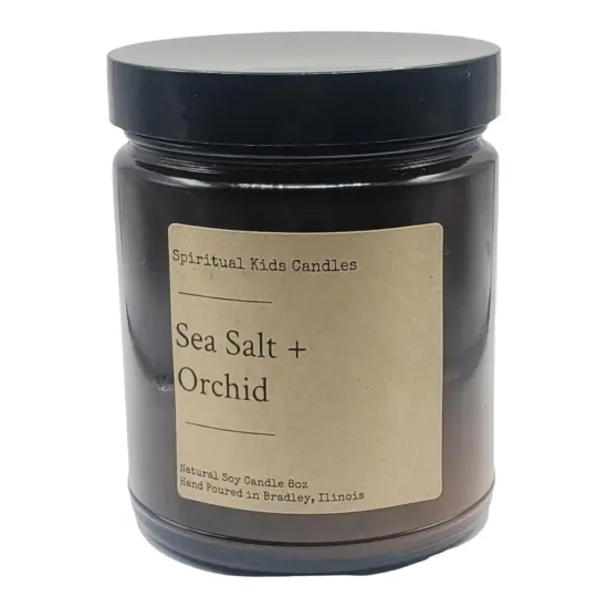 Sea Salt & Orchid Soy Candle 8oz 35-40 Hours Poured with All Natural Soy wax and Fragrant/Essential Oils! | Floral Candle {1}