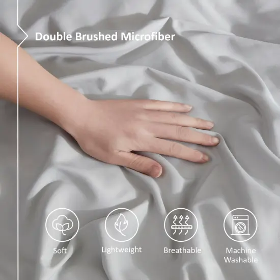 Nestl Double Brushed Microfiber Duvet Cover Set Light Gray {4}