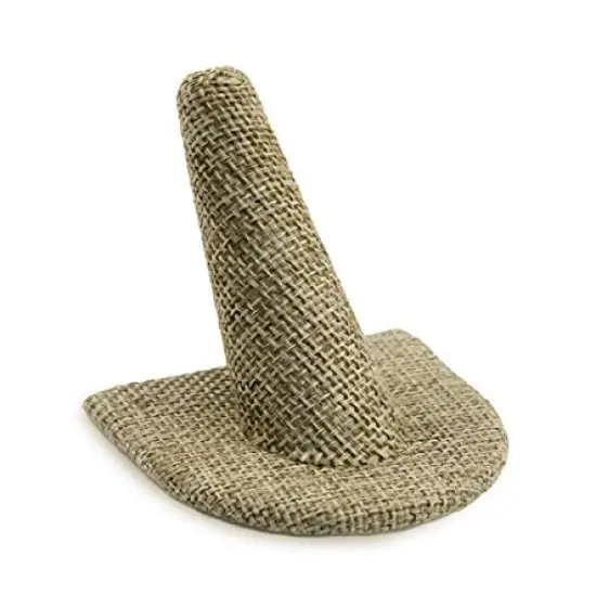 Burlap Ring Finger Jewelry Display with U Shape Base {1}