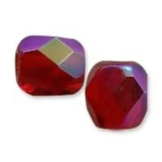 Czech Fire Polished Glass Round Beads 4mm Ruby AB (Package of 50) {1}