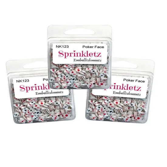 Buttons Galore Sprinkletz Embellishments for Crafts, Tiny Polymer Clay Shapes & Unique Designs - Poker Face- 3 Pack {1}