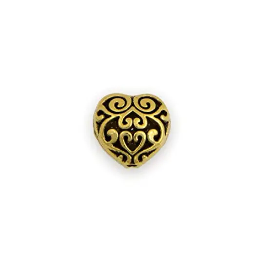 13mm Gold Plated Pewter Filigree Heart Bead {1}