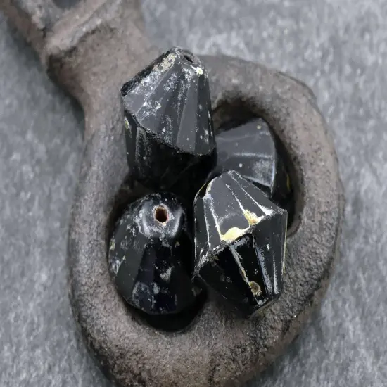 *6* 16mm Jet Travertine Faceted Bicone Beads {2}