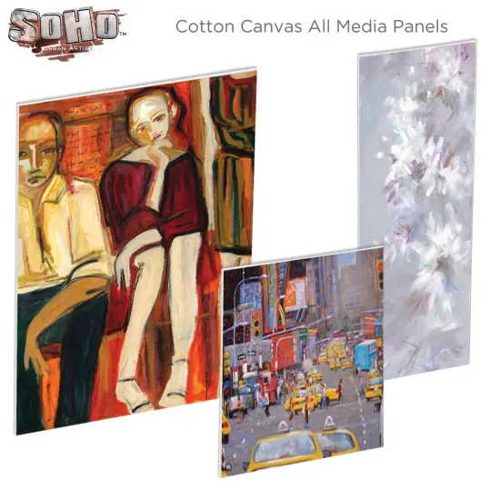 SoHo Artist Cotton Canvas All Media Panels - 3 Pack ofDouble Primed Cotton Acid-Free Panels Bonded Canvases for Paintings, Artwork and More {7}