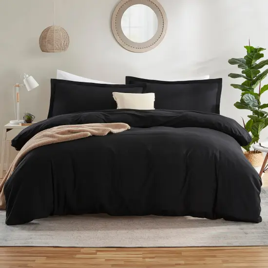 Nestl Double Brushed Microfiber Duvet Cover Set Black {1}