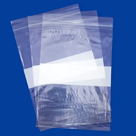 Clear Reclosable Zipper Bags 6x9 W/White Block (Package of 100) {2}
