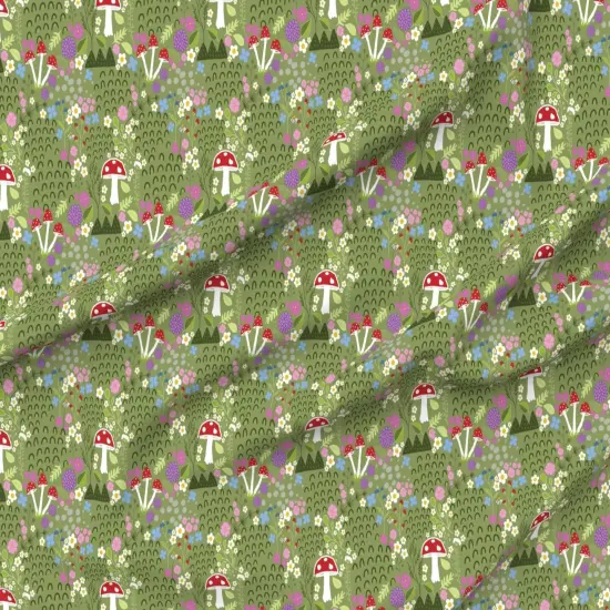 Various Fabrics by the Yard or Fat Quarter Mossy Mushroom Woodland Forest Undergrowth Botanical Whimsical Custom Printed Fabric by Spoonflower {6}