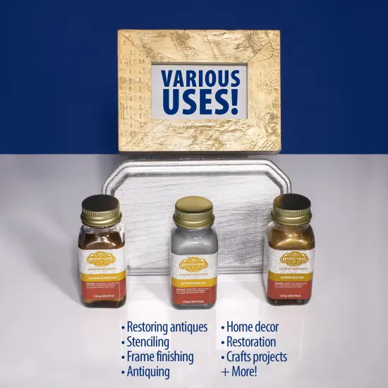 AMACO Brush ‘n Leaf - Antique Gold Leaf 1oz Bottle - Liquid Gold Leaf Paint for Metal Wood Ceramic and More - Interior Liquid Leaf Paint for Objects and Furniture {4}