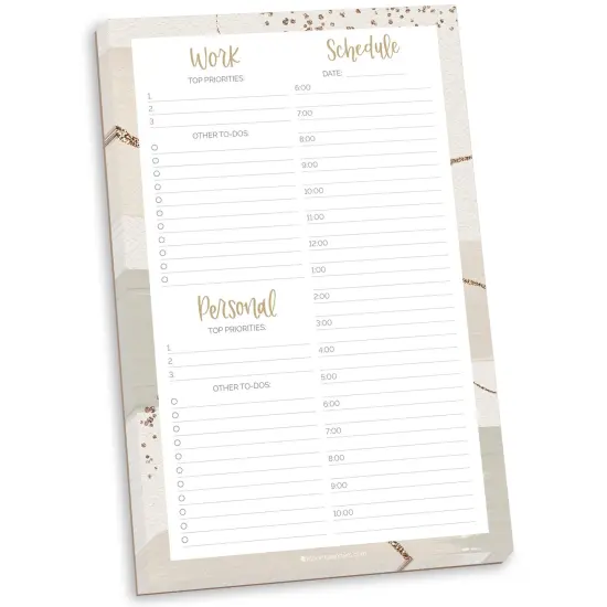 bloom daily planners Planning Pad, 6" x 9", Timed Work & Personal To-Do List, Brushed Beige {1}