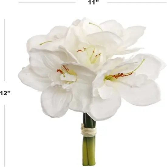 Set of 24 Exquisite 12" White Amaryllis Bundles - Artificial Indoor/Outdoor Floral Decor for Home, Office, and Special Events, Floral Home by Artificial Flowers {2}