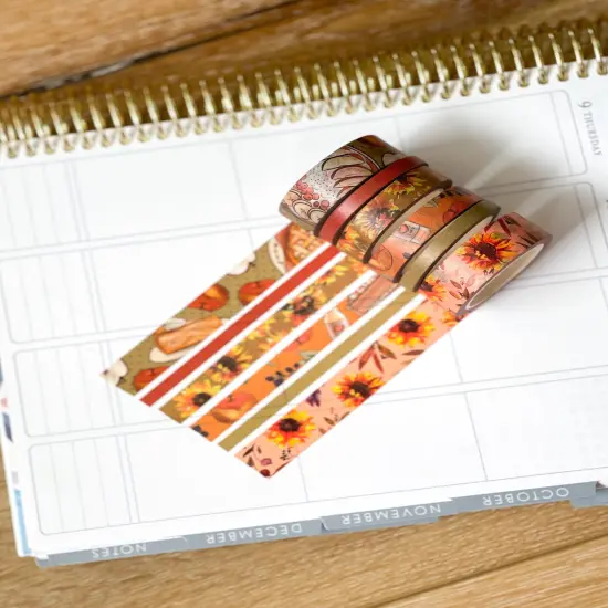 Fall Apples & Sunflowers Autumn Washi Tape Set (#W012) {5}