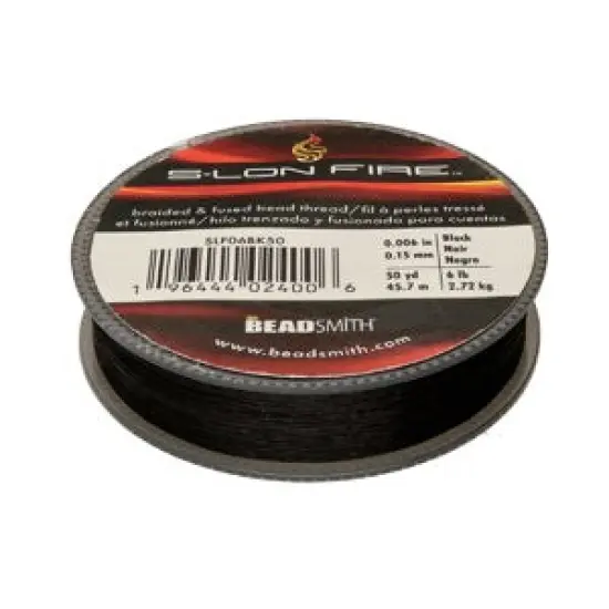 S-Lon Fire Beading Thread 6lb Black 50 Yards {4}