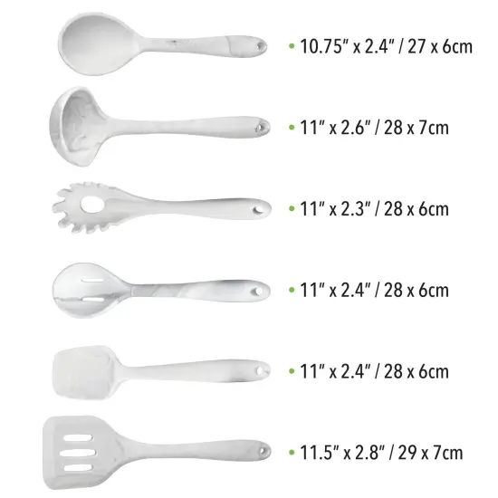 mDesign Silicone Kitchen Utensil Set - Large - Marble {3}