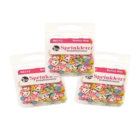 Buttons Galore Sprinkletz Embellishments for Crafts, Tiny Polymer Clay Shapes & Unique Designs - Bunny Hop- 3 Pack {1}