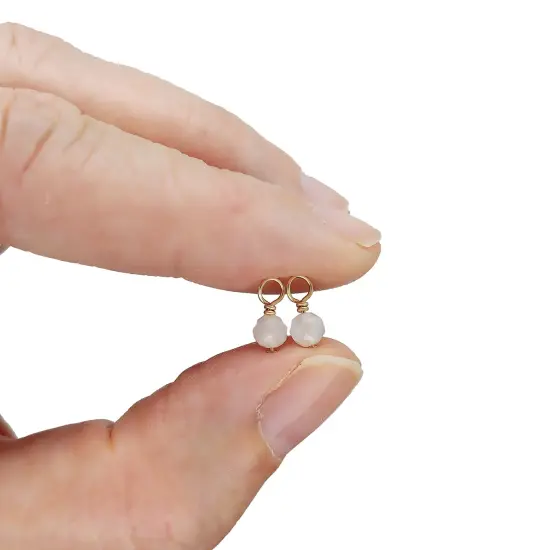 Tiny Moonstone Charms with 14K Gold-Filled Wire, 2 pieces, Adorabilities {3}