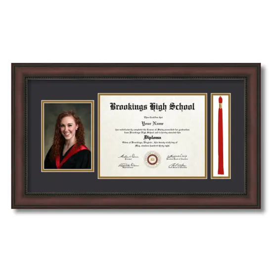 ArtToFrames 8.5x11 inch Diploma Frame with 5x7 Inch Image Opening and Tassel Opening - Framed with Black and Gold Mats, Comes with Regular Acrylic and Sawtooth Hanger for Wall Hanging (DIT-8.5x11) {1}
