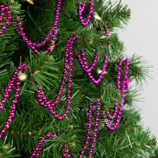 Northlight Shiny Metallic Beaded Christmas Garland - 15' x .25" - Pink - Unlit {3}