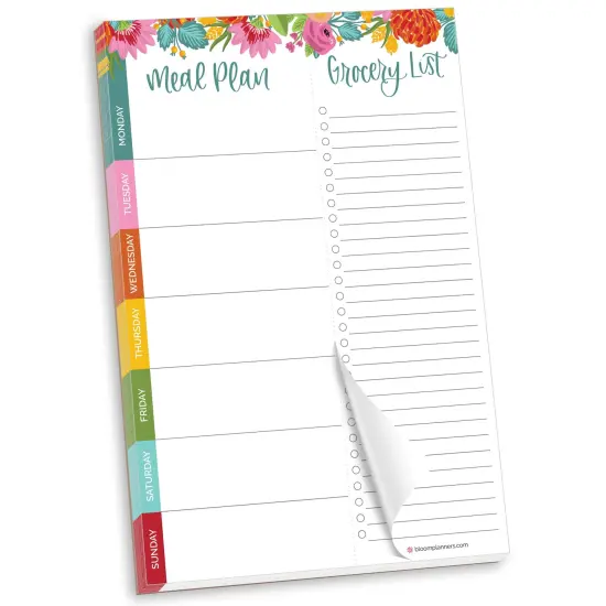 bloom daily planners Planning Pad, 6" x 9", Meal Planning Pad with Magnets, Pink Floral {1}