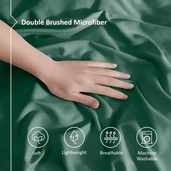 Nestl Double Brushed Microfiber Duvet Cover Set Dark Green {4}