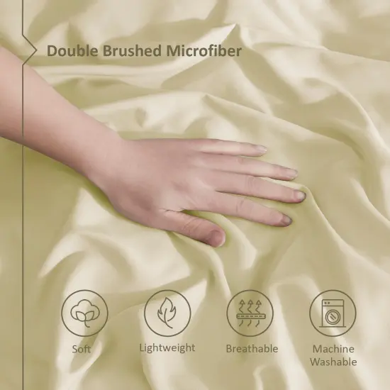 Nestl Double Brushed Microfiber Duvet Cover Set Vanilla Yellow {4}