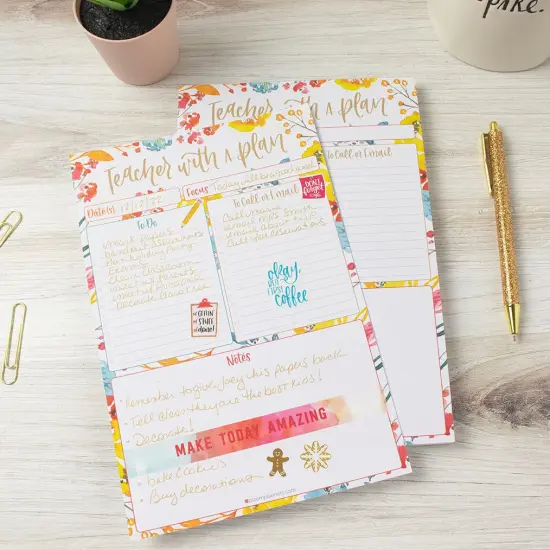 bloom daily planners Planning Pad, 6" x 9", Teacher To-Do List, Happy Blooms {2}