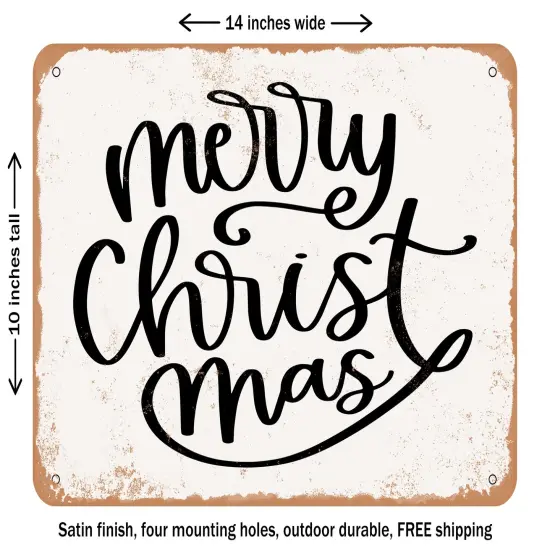 DECORATIVE METAL SIGN - Merry Christmas Circular ornament - Vintage Rusty Look {1}