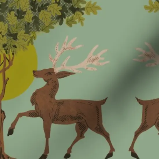 Various Fabrics by the Yard or Fat Quarter Woodland Nature Mint Green Vintage Style Animals Woods Trees Botanical Whimsical Custom Printed Fabric by Spoonflower {7}