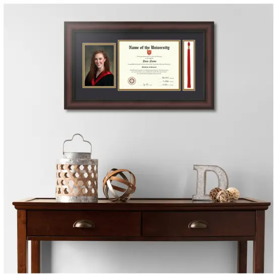 ArtToFrames 8x10 inch Diploma Frame with 5x7 Inch Image Opening and Tassel Opening - Framed with Black and Gold Mats, Comes with Regular Acrylic and Sawtooth Hanger for Wall Hanging (DIT-8x10) {2}