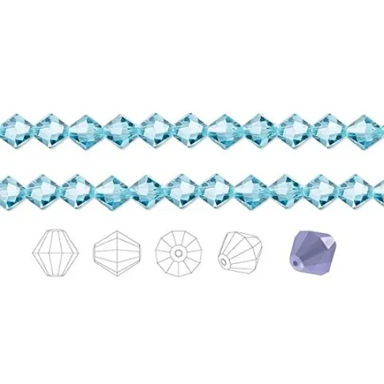 Preciosa Czech Crystal Beads Aquamarine Faceted Bicone 4mm Package of 144 {1}