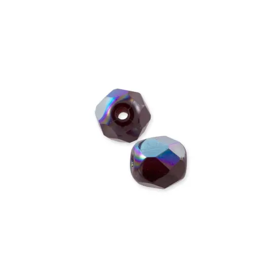 JewelrySupply Czech Fire Polished Glass Round Beads 4mm Garnet AB (Package of 10) {1}