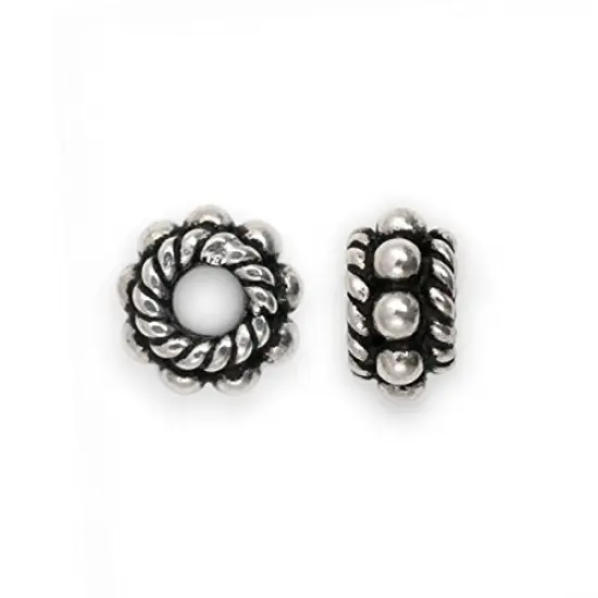 JewelrySupply Bead - Bali Style Flower with Rope Edge 6x3mm Sterling Silver (1-Pc) {1}