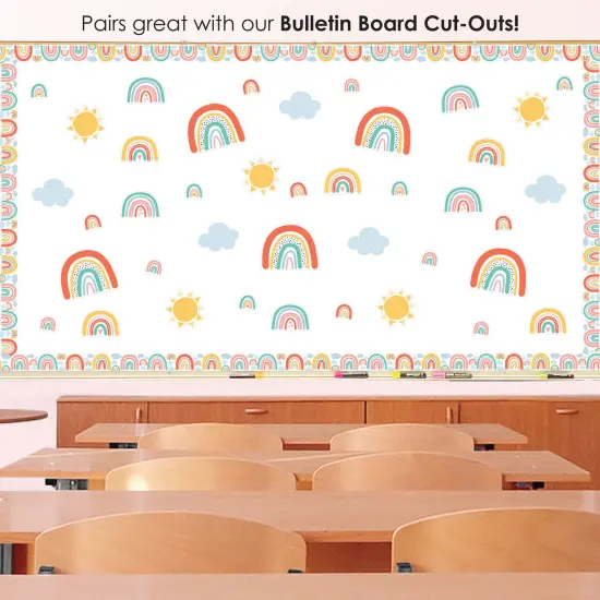 Big Dot of Happiness Pastel Boho Rainbow - Scalloped Classroom Decor - Bulletin Board Borders - 51 Feet {7}