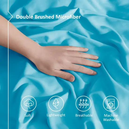 Nestl Double Brushed Microfiber Duvet Cover Set Bright Blue {4}