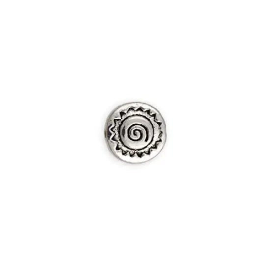12mm Swirl Sunburst Pewter Coin Bead {1}