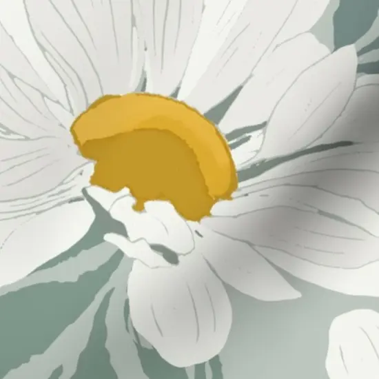 Various Fabrics by the Yard or Fat Quarter Mint Green Floral Garden Daisy Botanical Spring Party Modern Large Scale Custom Printed Fabric by Spoonflower {7}