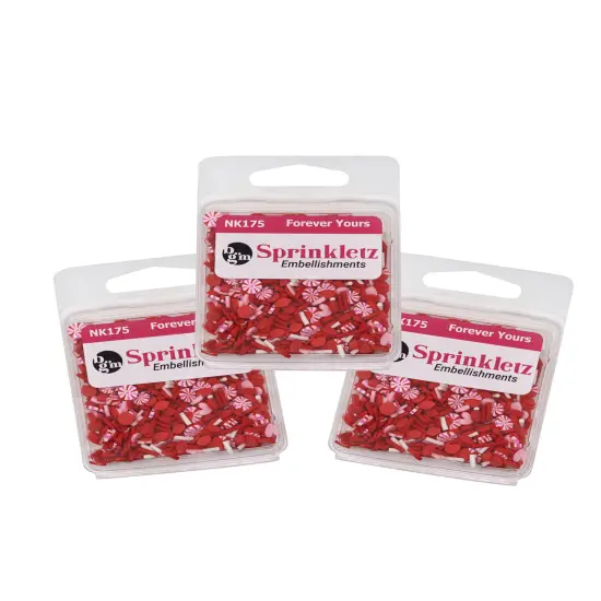 Buttons Galore Sprinkletz Embellishments for Crafts, Tiny Polymer Clay Shapes & Unique Designs - Forever Yours - 3 Pack {1}