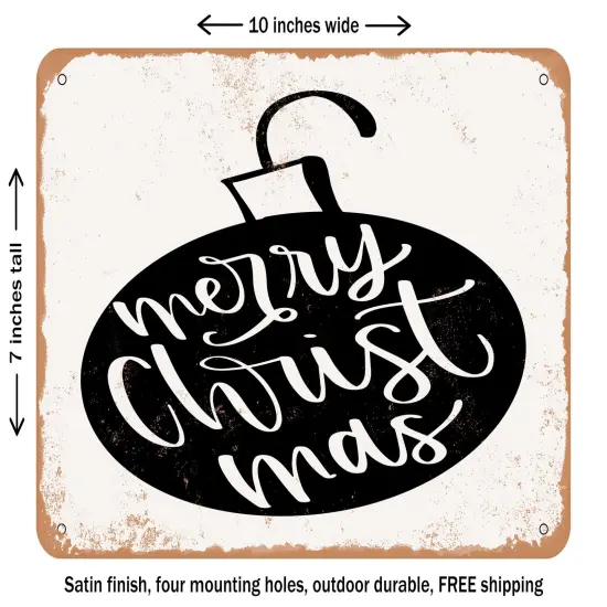 DECORATIVE METAL SIGN - Merry Christmas ornament - Vintage Rusty Look {1}