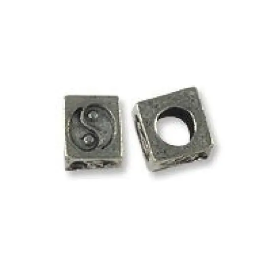 JewelrySupply Bead Yin Yang 6.5mm Pewter Antique Silver Plated (1-Pc) {1}