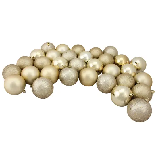 Northlight Shatterproof 4-Finish Christmas Ball Ornaments 3.25" (80mm) - Champagne Gold - 32ct {1}