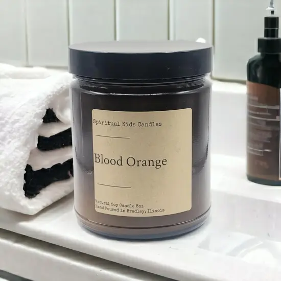 Blood Orange Soy Candle 8oz 35-40 Hours Poured with All Natural Soy Wax and Fragrant/ Essential Oils! | Citrus Candle {2}